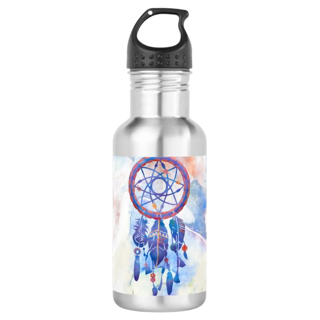 Bouteille D'eau Aquarelle bleu Dreamcatcher Chaussures Boho modern (Devant)