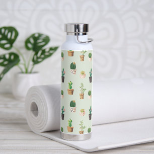 Bouteille D'eau Aquarelle Cactus Motif Mint Vert