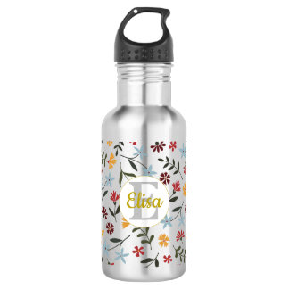 Bouteille D'eau Aquarelle colorée Motif floral personnalisé