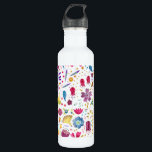 Bouteille D'eau Aquarelle Florale Botanique Hérisson Motif<br><div class="desc">Une aquarelle assez moderne peinte de fleurs et de feuilles aux riches couleurs automnales parsemée sur un arrière - plan blanc.</div>