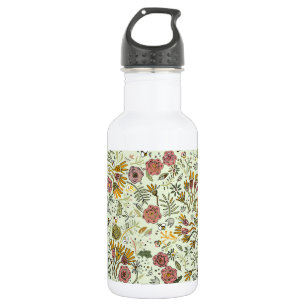 Bouteille D'eau Aquarelle Florale Fleurs d'abeille Élégante Modern