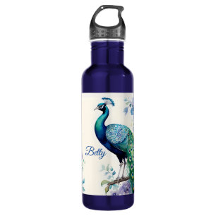 Bouteille D'eau Aquarelle florale Peacock