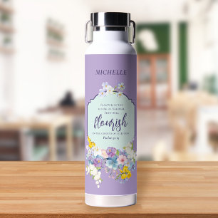 Bouteille D'eau Aquarelle Pastel Floral Bible Verse Personnalisé