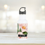 Bouteille D'eau Aquarelle Pastel Pink moderne Fleurs & Nom<br><div class="desc">Aquarelle Pastel Pink moderne Fleurs & Nom</div>