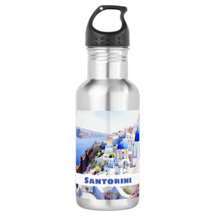 Bouteille D'eau Aquarelle Santorini Oia
