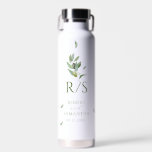 Bouteille D'eau Aquarelle toscane élégante Branche Feuille d'olivi<br><div class="desc">Cette élégante branche feuille d'olivier toscane à l'aquarelle présente une élégante typographie dorée et verte d'olivier. Vous pouvez customiser du texte,  modifier des images et arrière - plan de texture papier.</div>
