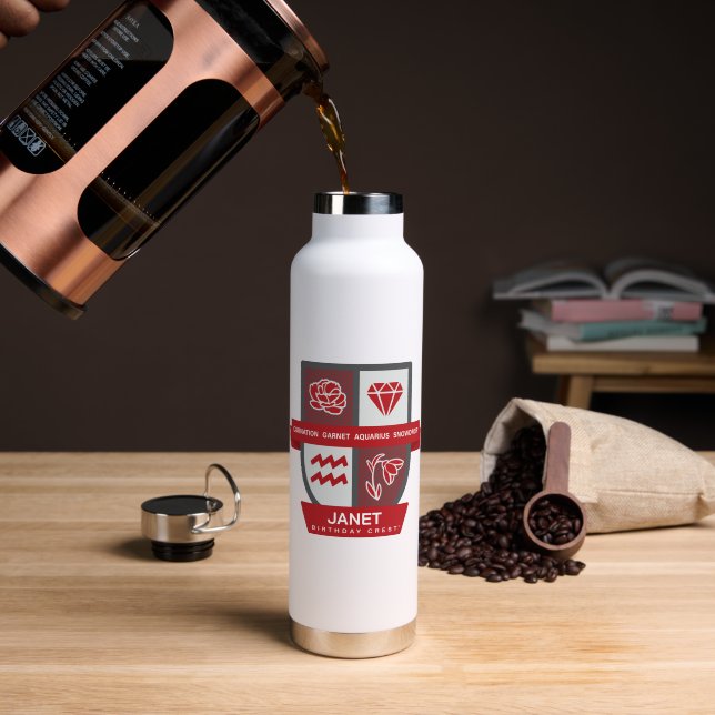 Bouteille D'eau Aquarius Crest d'anniversaire™ pour 20-31 janvier (Café (pivoté))
