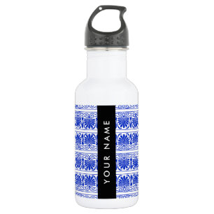 Bouteille D'eau Arabesque grecque bleue, Votre nom, Personnaliser