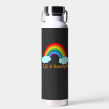 Bouteille d'eau arc-en-ciel personnalisée | Nom pe