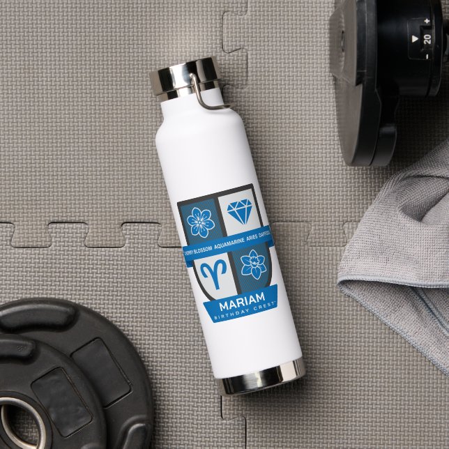 Bouteille D'eau Aries Crest d'anniversaire™ pour 21-31 mars (Salle de sport (pivotée))