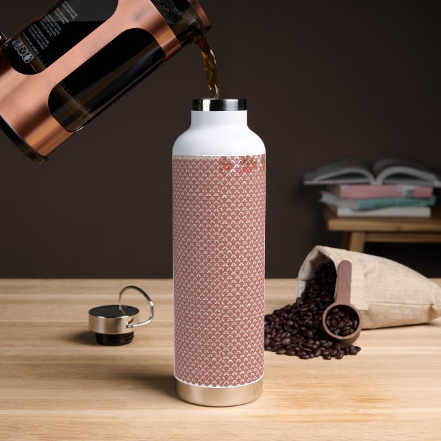 Bouteille D'eau arrière - plan rose et blanc avec motif (Café)