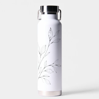 Bouteille D'eau Art botanique minimaliste en ligne noire