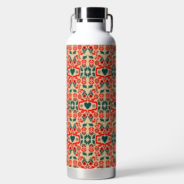 Bouteille D'eau Art de fleurs abstrait boho (Avant)