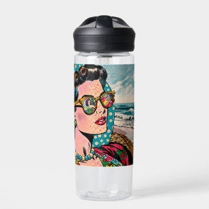 Bouteille D'eau Art de style BD Femme regardant une danseuse de
