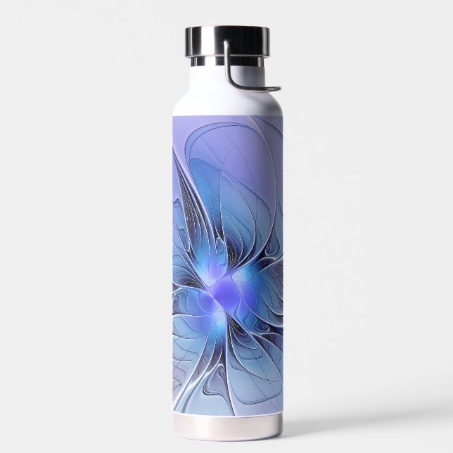 Bouteille D'eau Art fractal moderne abstrait bleu lavande (Gauche)