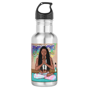 Bouteille D'eau Art urbain Jolie femme faisant la méditation