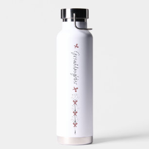 Bouteille D'eau Assez Minimaliste Noir Blanc Fleurs Rubans