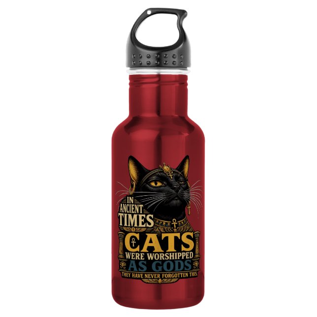 Bouteille D'eau Attitude de chat noir antique (Devant)