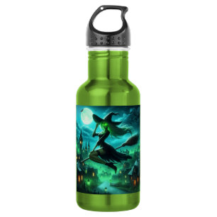 Bouteille D'eau Aura verte effrayante sorcière d'Halloween
