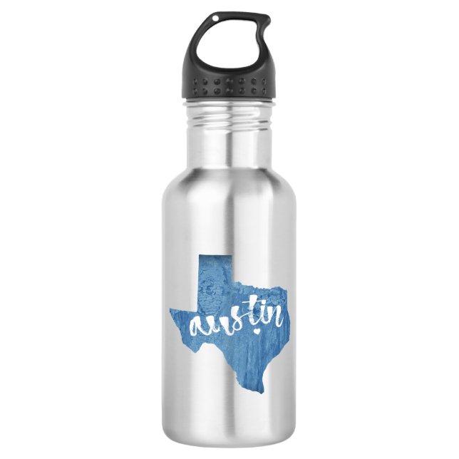Bouteille D'eau Austin, Texas Wood Grain (Devant)