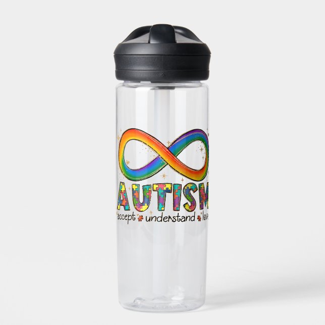 Bouteille D'eau Autisme Symbole Infini Accepter, Comprendre, Amour (Extérieur)