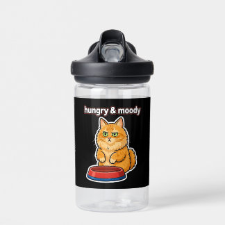 Bouteille D'eau Autocollant de mème de chat orange mignon affamé e