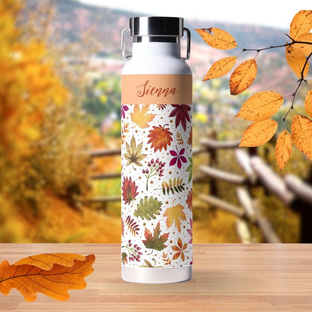 Bouteille D'eau Automne Feuilles de l'automne Thankgiving Motif de (Autumn Fall Leaves Thankgiving Harvest Pattern Water Bottle)