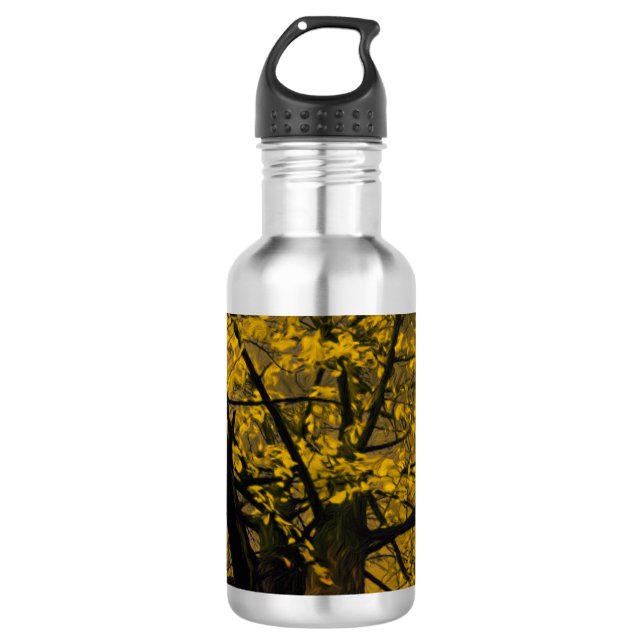 Bouteille d'eau Automne Jaune Peinture d'arbre (Devant)