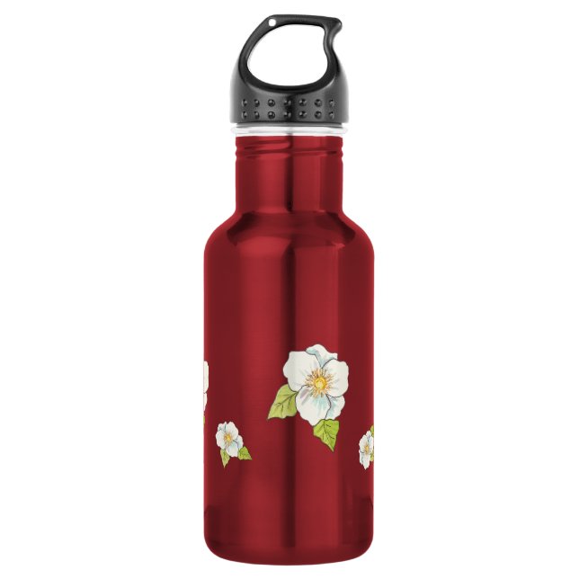 Bouteille d'eau aux fleurs blanches (Devant)