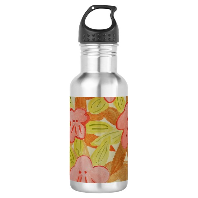Bouteille d'eau aux fleurs de couleur automne (Devant)