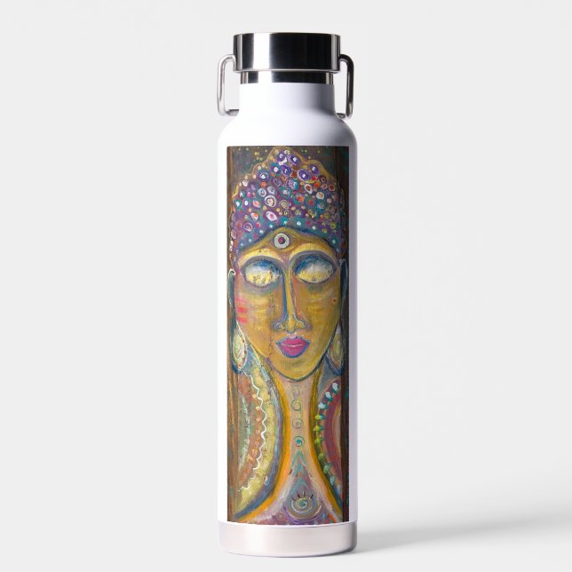 Bouteille d'eau avec art original de Bouddha Fémin (Avant)