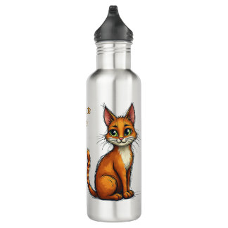 Bouteille d'eau avec design de chat et slogan pour