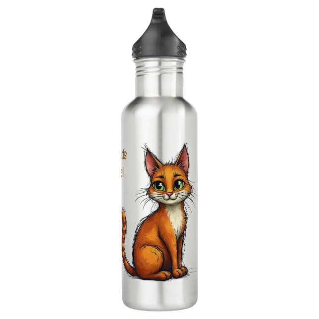 Bouteille d'eau avec design de chat et slogan pour (Droite)