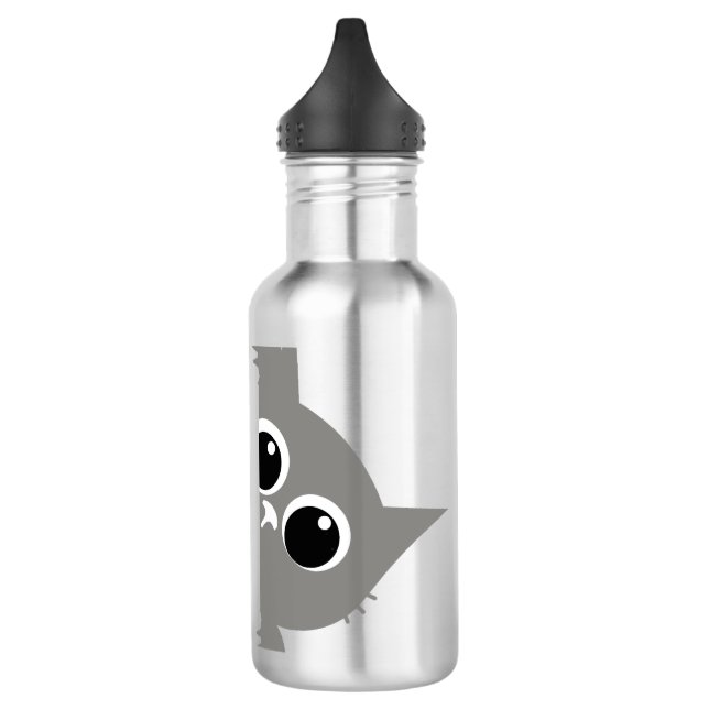 Bouteille d'eau avec design de chat gris mignon qu (Gauche)