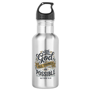 Bouteille D'eau Avec Dieu Toutes Choses Sont Possibles Vintage Chr