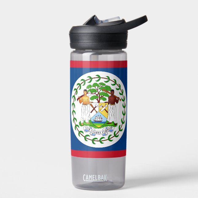 Bouteille d'eau avec drapeau du Belize (Gauche)