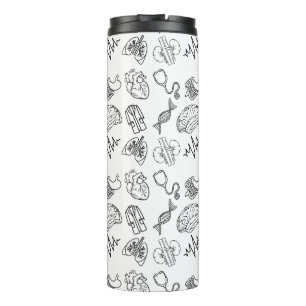 Bouteille d'eau avec icônes médicales minimalistes