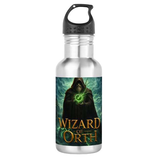 Bouteille d'eau avec logo de Wizard of Orth (Devant)