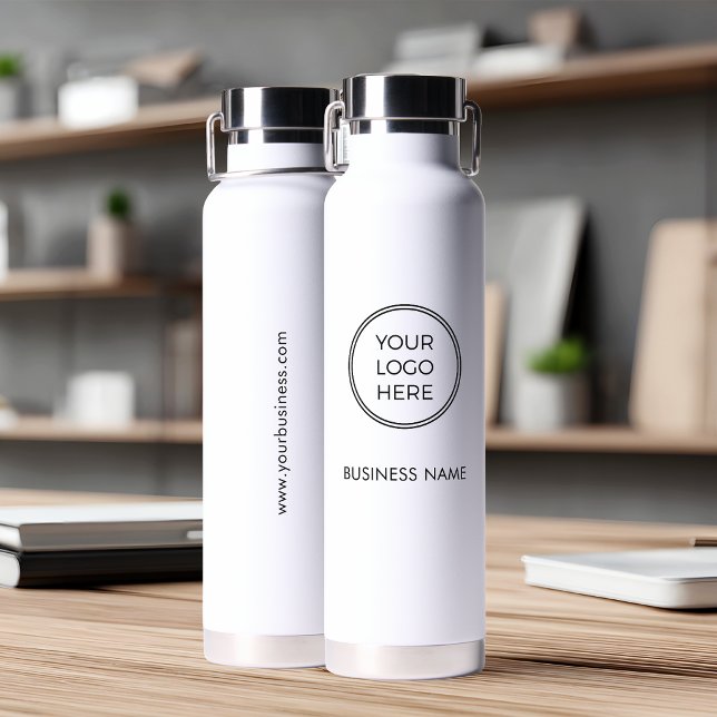 Bouteille d'eau avec logo d'entreprise blanc minim (Créateur téléchargé)