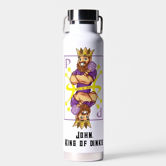 Bouteille D'eau Avec texte 👑 Roi des dinks - pickleball (Avant)