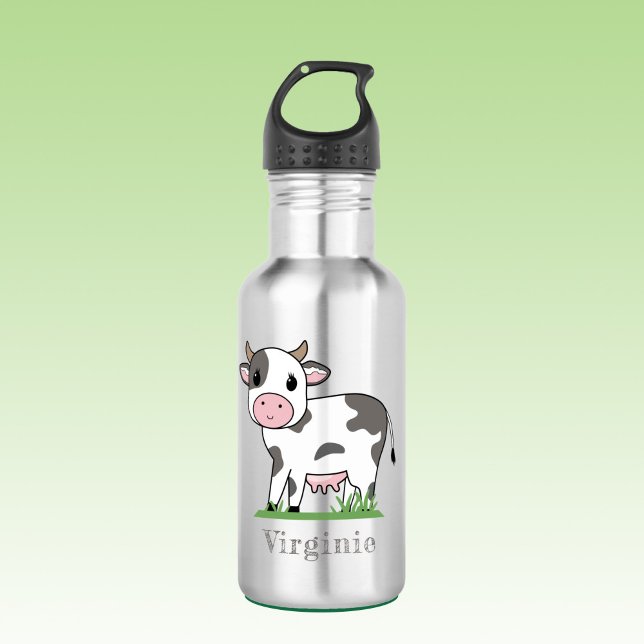 Bouteille d'eau avec une jolie vache (Water Bottle with a Cute Cow)