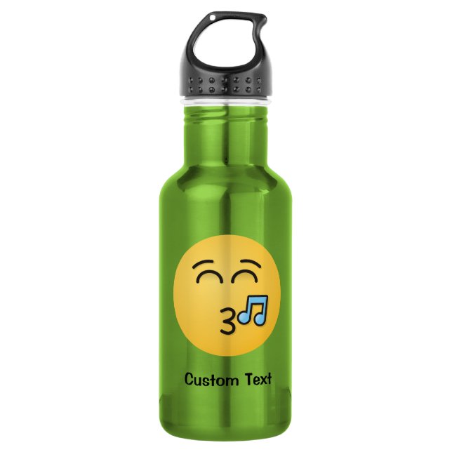 Bouteille d'eau avec visage sifflant et yeux souri (Devant)