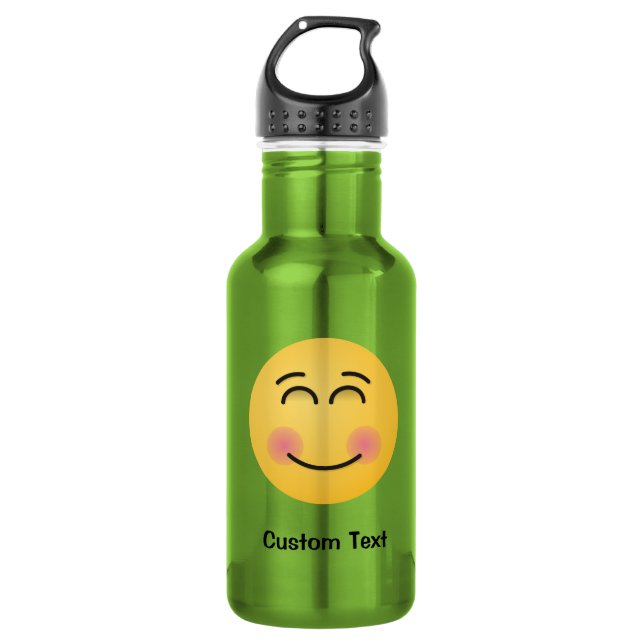 Bouteille d'eau avec visage souriant aux yeux sour (Devant)