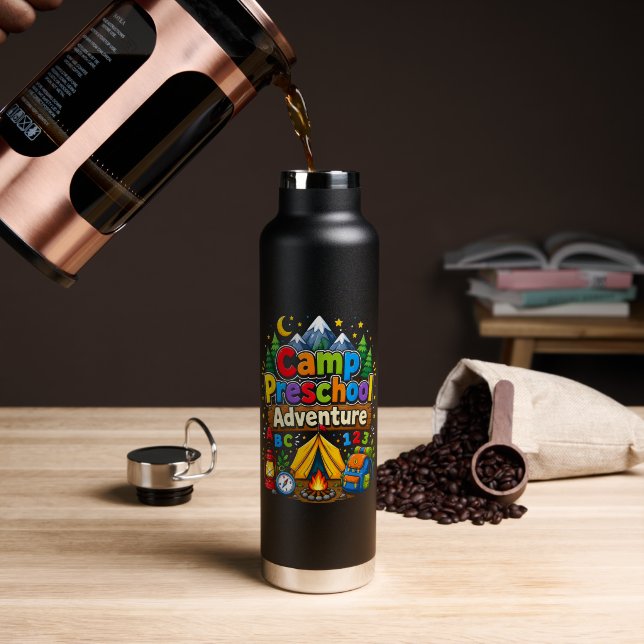 Bouteille D'eau Aventure de maternelle de camp Retour à l'école Pr (Café (pivoté))