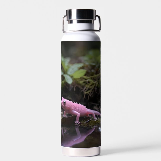 Bouteille D'eau Axolotl Rose Au Bord De La Rivière, (Arrière)