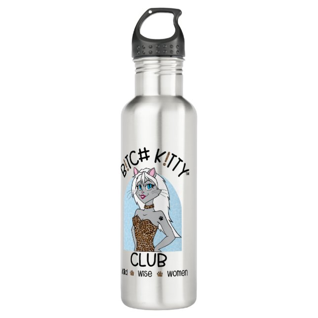 Bouteille D'eau B K ! TTY CLUB Girl Blue Leopard Water Bottle (Devant)