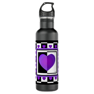 Bouteille D'eau B&W Purple Hearts Beating
