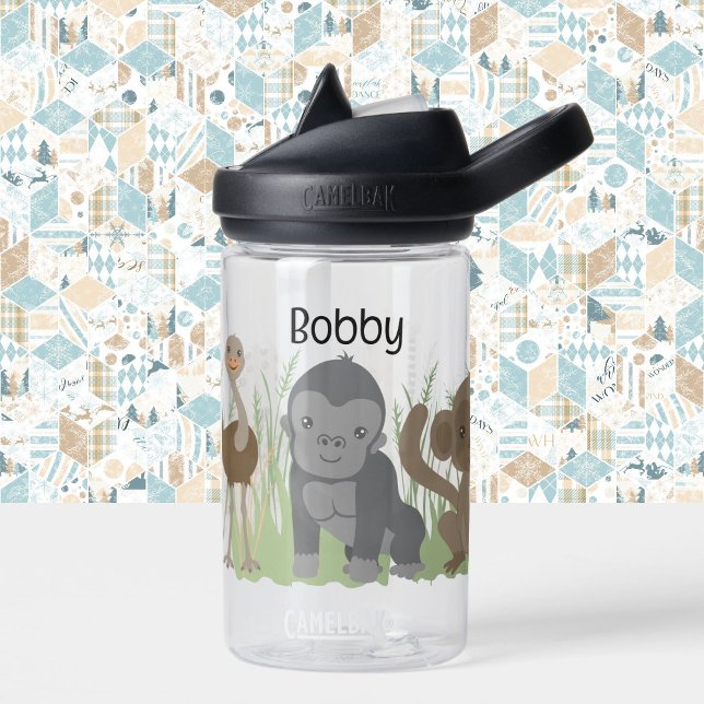 Bouteille D'eau Baby Leopard Monkey Giraffe Ajouter le nom Sip d'e (Créateur téléchargé)