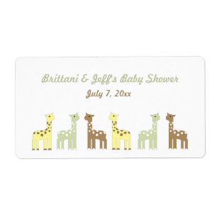 Bouteille d'eau Baby shower Giraffe ou Étiquette p