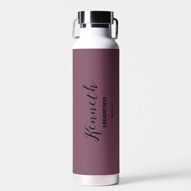 Bouteille D'eau Bachelor Fuchsia Baiser et noir Monogramme moderne (Avant)